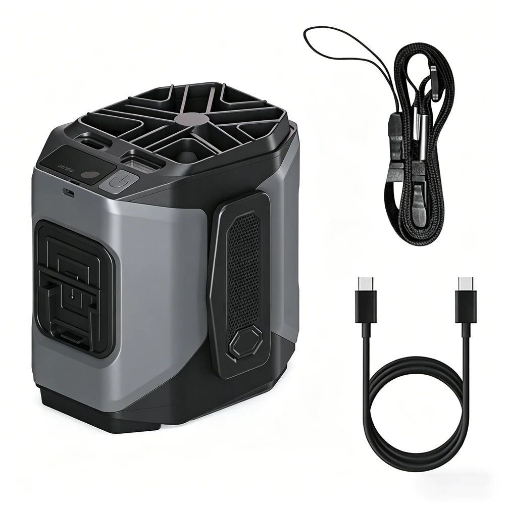 10000Mah Waist Fan with Power Bank 5 Speeds Portable Fan Hands Free Rechargeable Fan Battery Level Display USB Charging Fan